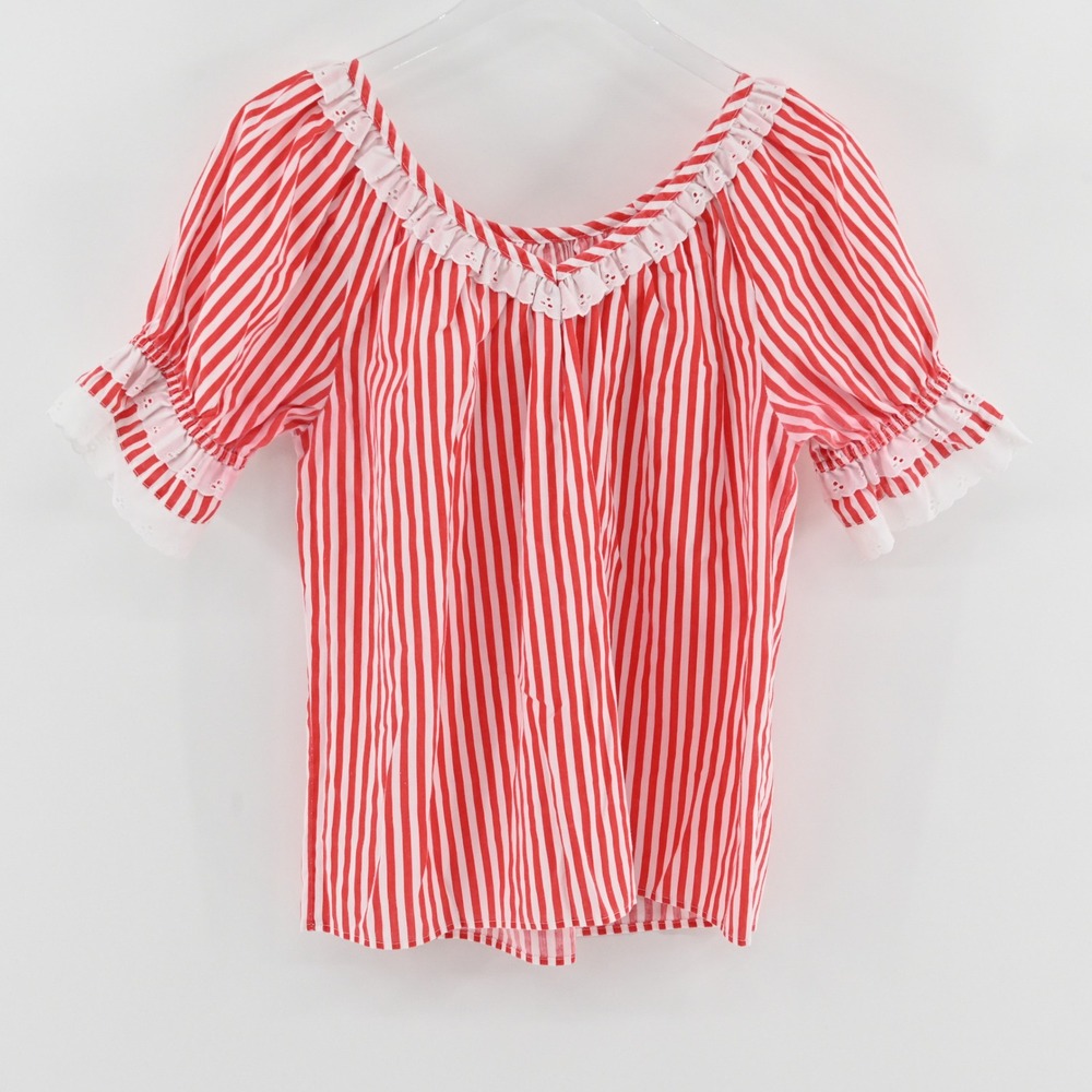 Vintage 60s Rockmount Ranch Wear Striped Top Womens Size M‎ Red White Western